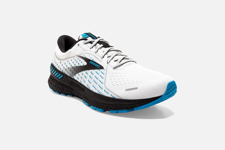 Brooks Adrenaline GTS 21 Road Running Shoes Mens - White/Black/Blue - NOZXL-9384